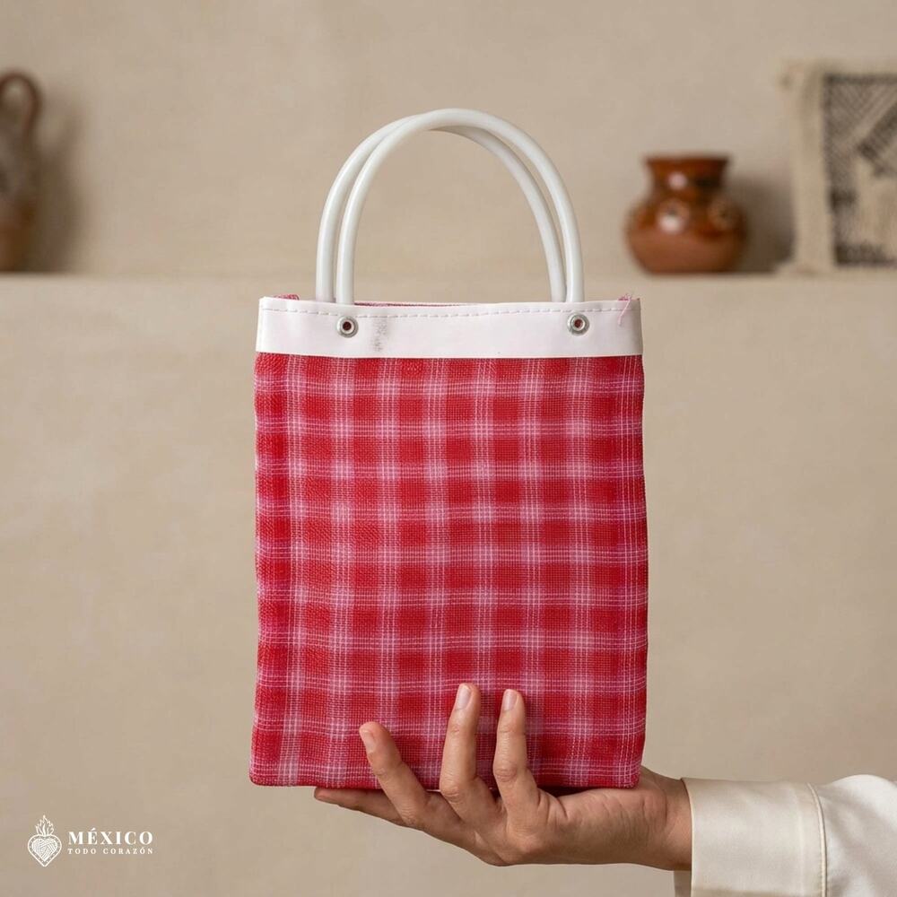 Mini Mexican Market Bag – Reusable Plastic Tote, Traditional Handcrafted Style